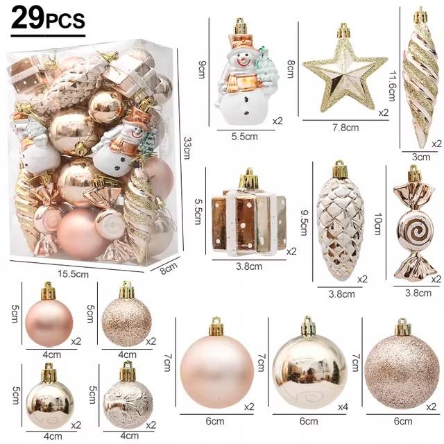 29/20Pcs Christmas Tree Balls Hanging Pendant Candy Cane Pine Cone Ornament Set Christmas Home Decoration 2024 Navidad New Year