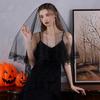 Black Lace Bridal Veils Punk Theme Headpiece Easy To Wear Halloween Wedding Accessory for Cosplay Party and Ceremonies