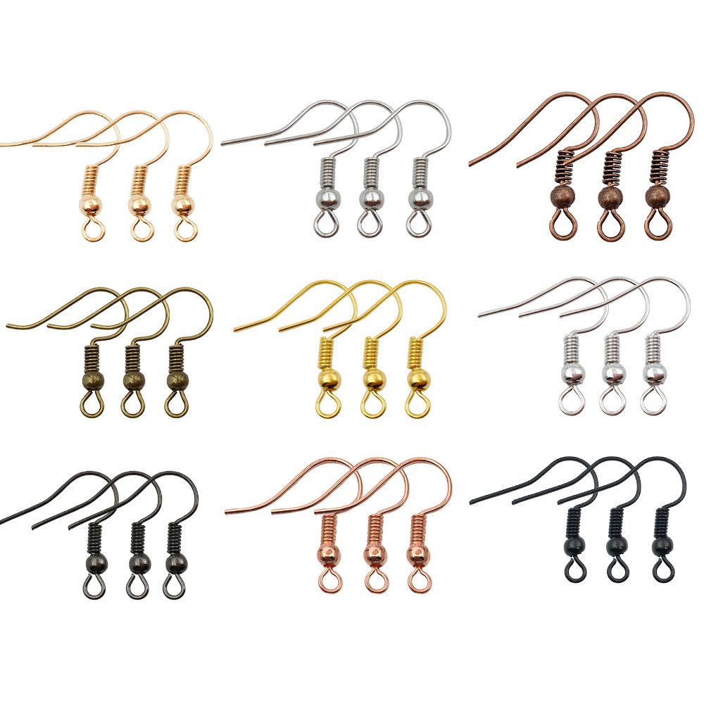 Diy Jewelry Handmade Beaded Material Earrings Accessories With Round Beads, Ear Hooks, 100 Curved Ear Hooks.