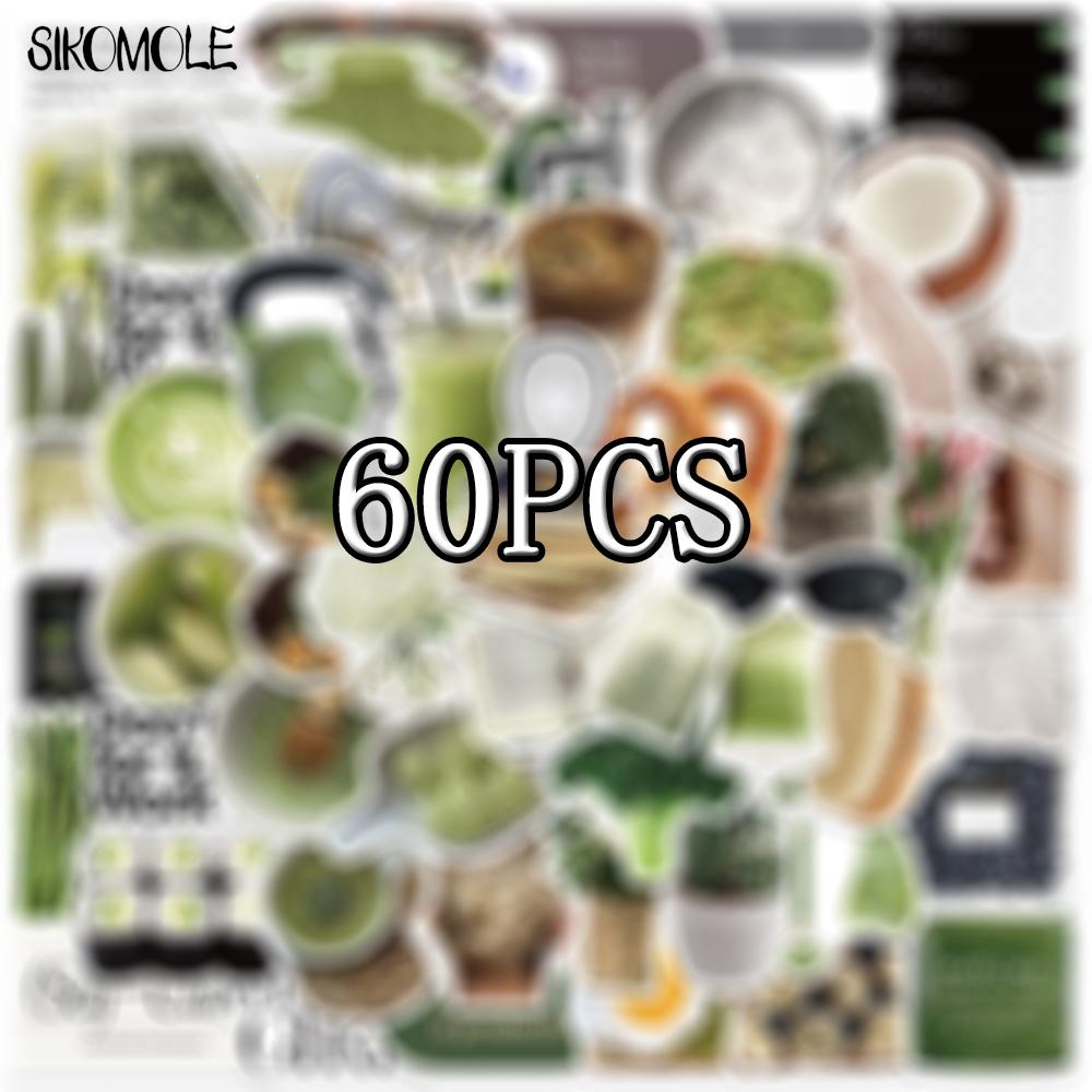 10 30 60Pcs Fresh Olive Green Ins Style Stickers Aesthetic Decals Toy Guitar Bicycle Laptop Luggage Car Graffiti Kids Sticker