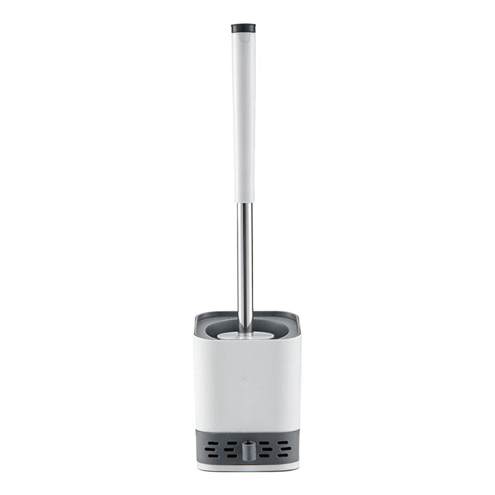 Wall Mounted/Floor Standing Long Handle Toilet Brush with Base Soft Bristles Bathroom Cleaning Tool A
