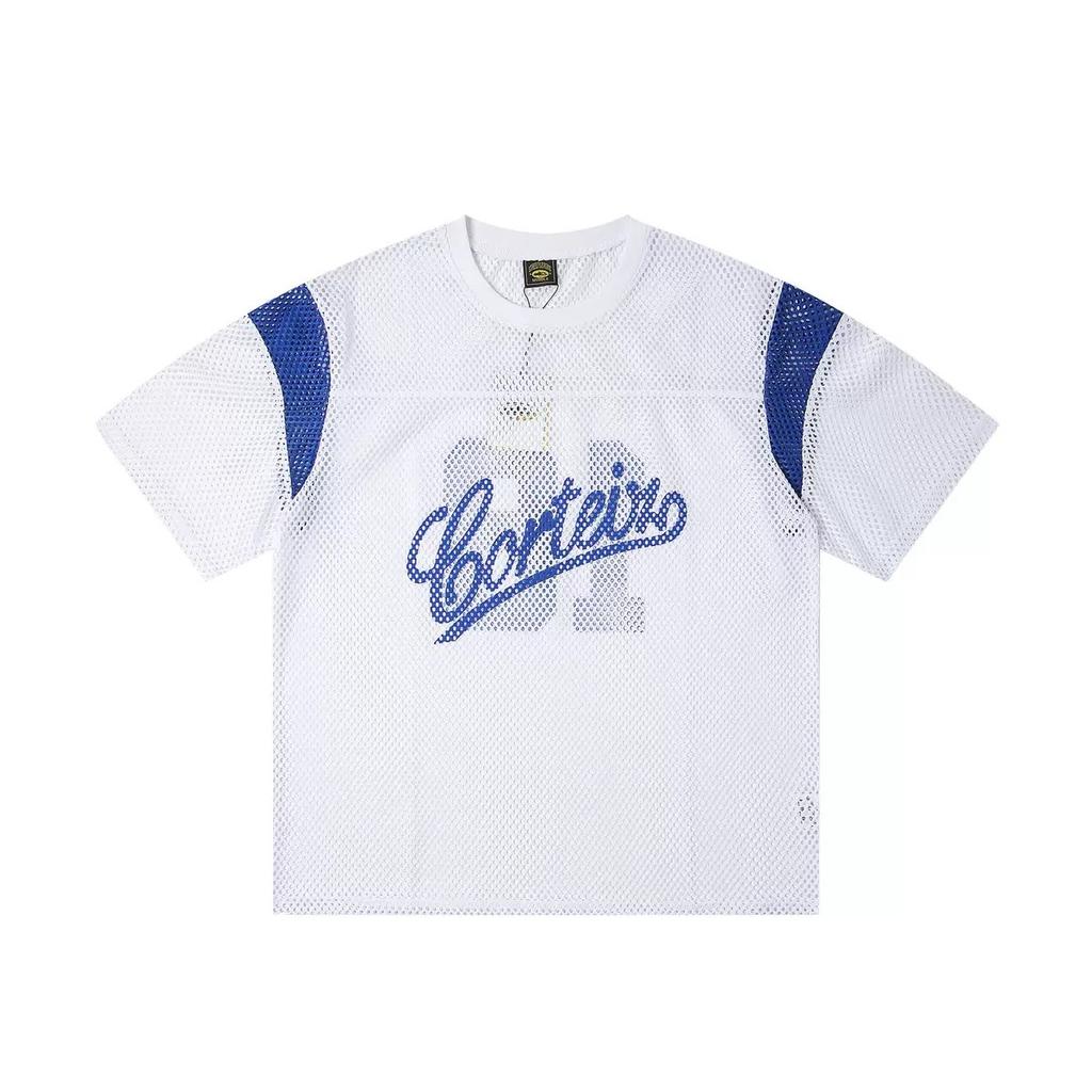 New Mesh Breathable Letter Short Sleeve Tshirts for Men and Women Crew Neck Baggy Casual Top Tees Oversized Sport Tshirt