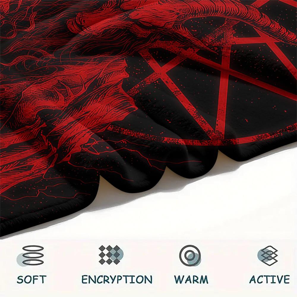 1 Stück Flannelldecke mit Satansymbol-Aufdruck, Hohe Qualität für alle Jahreszeiten, Heimdekoration, Wärme und Komfort, Perfekt für Weihnachtsgeschenke