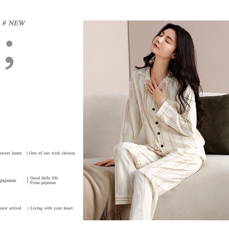 Women's Pure Cotton Long Sleeve Pajama Set - Loose Fit, Plus Size, for Autumn/Spring