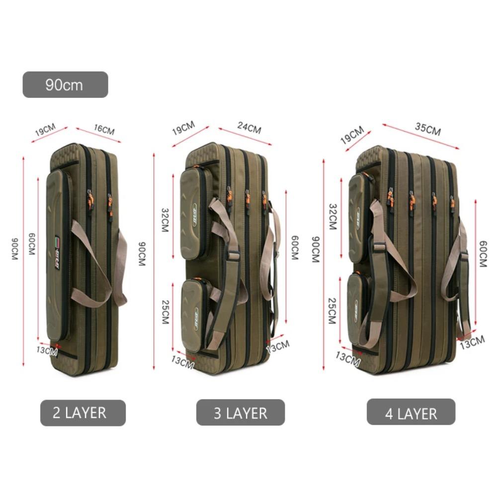 Multifunkční pevná taška na pruty s přívlačovým navijákem 2/3/4 vrstvy 80-130cm 1680D Oxford pouzdro pro venkovní lov a skladování