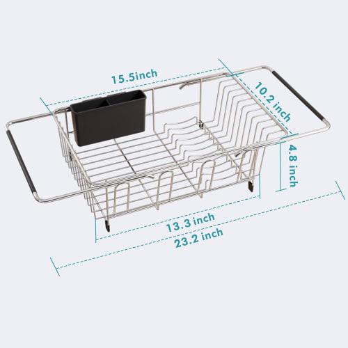 Dish Drying Rack In Sink - Expandable Stainless Steel Dish Drainers for Kitchen Counter, Dish Dryer Rack for Inside Sink, Over The Sink Dish Racks Wit