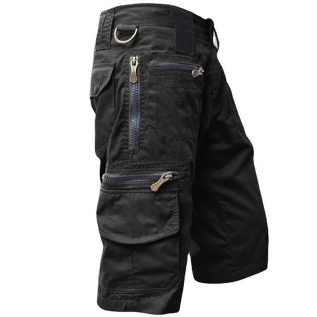 Pantalones cortos elegantes de cintura media para verano, pantalones cortos cargo con bolsillos y cremallera que absorben el sudor.