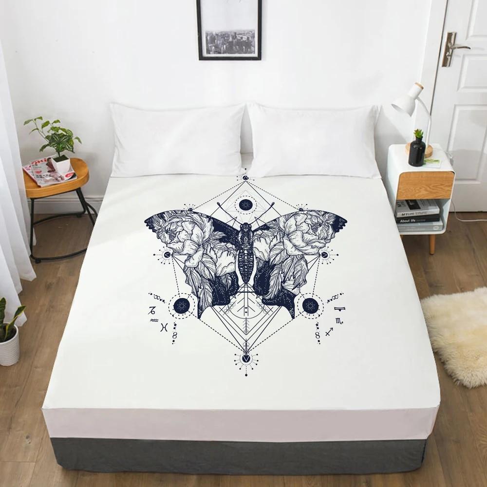 Customize Fitted Sheets Mattress Cover With Elastic Band 3D Bedsheet Linens 135x200 200x200 Bed Sheet Bedding Bohemia Elephant