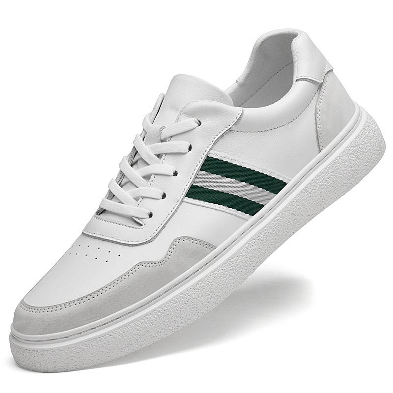 Men s Casual White Leather Shoes - Soft Sole, Breathable, British Style, Cowhide, Board Shoes 38