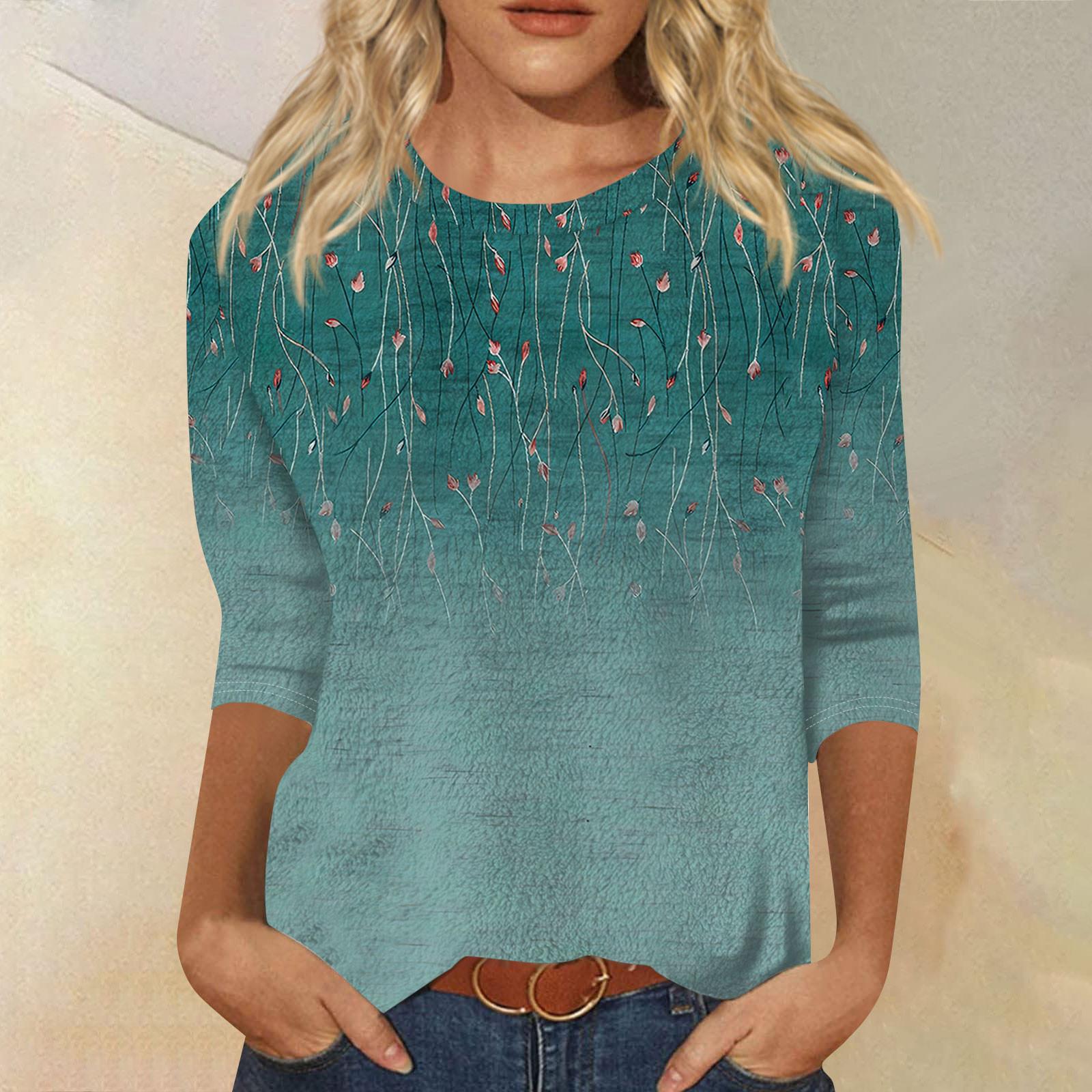 

Женский модный повседневный однотонный топ с круглым вырезом и рукавом семь четвертей XXL