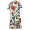 GUCCI 453982 16 Ivory Flower Print Pearl Button Shirt Dress dress 38 multicolorUsed