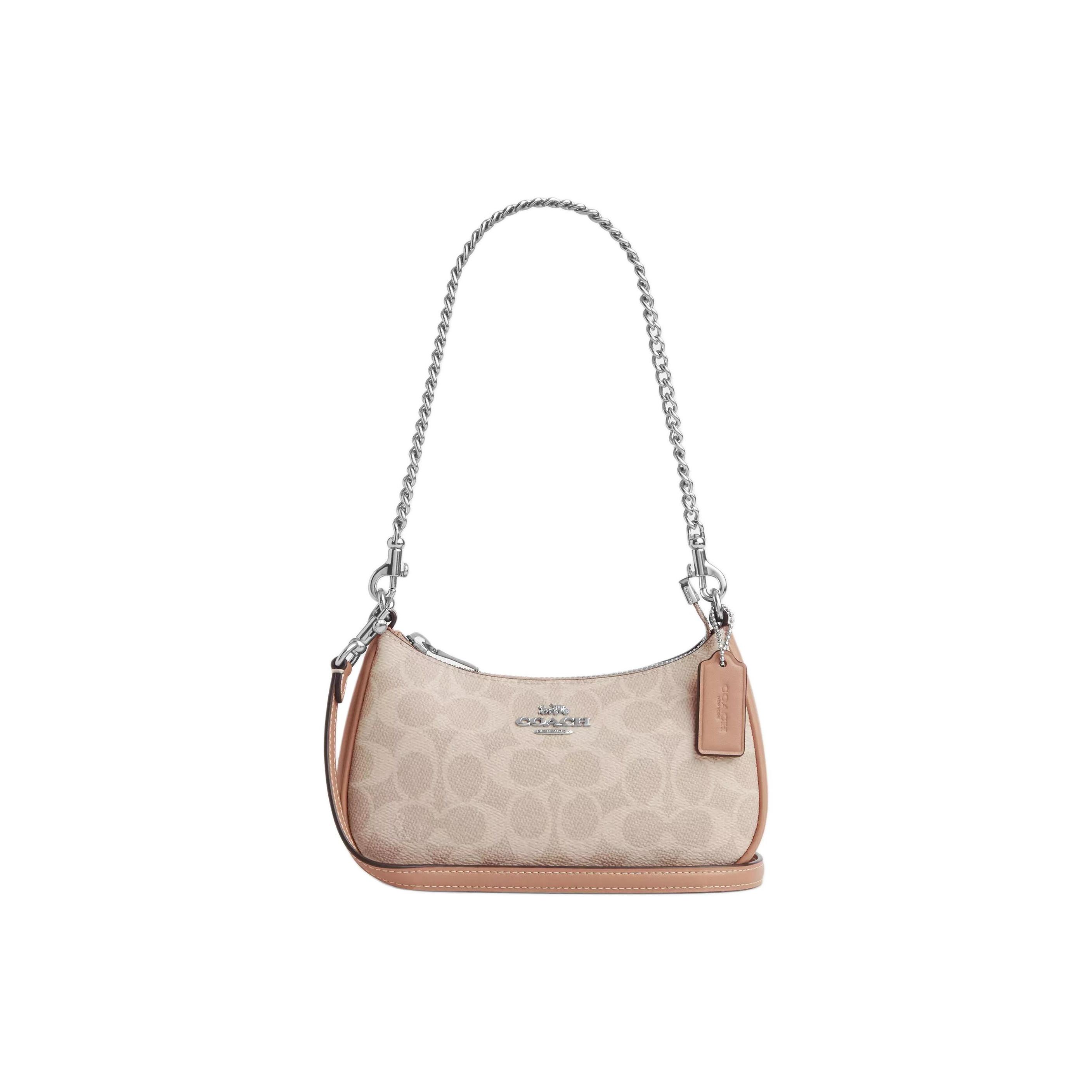 Coach Teri 19 Logo Ritssluiting Crossbody Schoudertas Kleine Dames tassen Melk-Thee CW323-SVPWH Basic Set (Bag+Dust Bag)