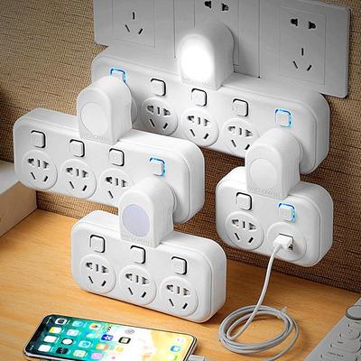 Copper USB Night Light Socket with Independent Switch, Multifunctional Converter for Home & Office