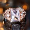 Retro Square White Zircon Finger Rings for Women Elegant Rose Gold Color Wedding Ring Jewelry Gift Valentine's Day Surprise for Wife