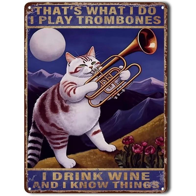 Funny Cat Retro Poster, Aluminum Metal Wall Decor 20x30cm