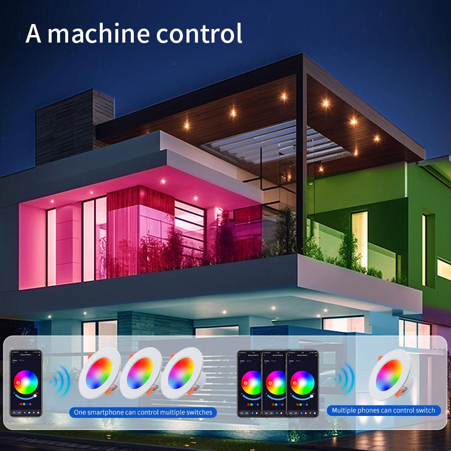 AC 85-265V 220V 10W Smart Bluetooth Downlight Dimmable RGBCW Ceiling LED Down Light Smart Life App Control Living Room Decor