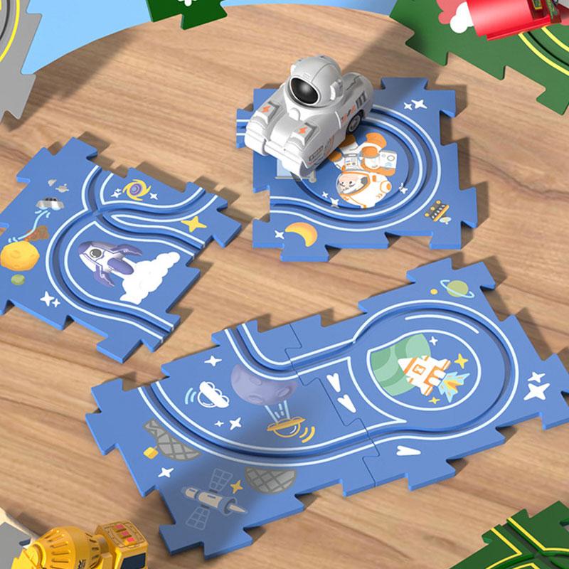 Track Assembly Autonomous Cruising Tank Toy Electric Puzzle Track Space Car DIY Assembly Toys For Children Educational Gift