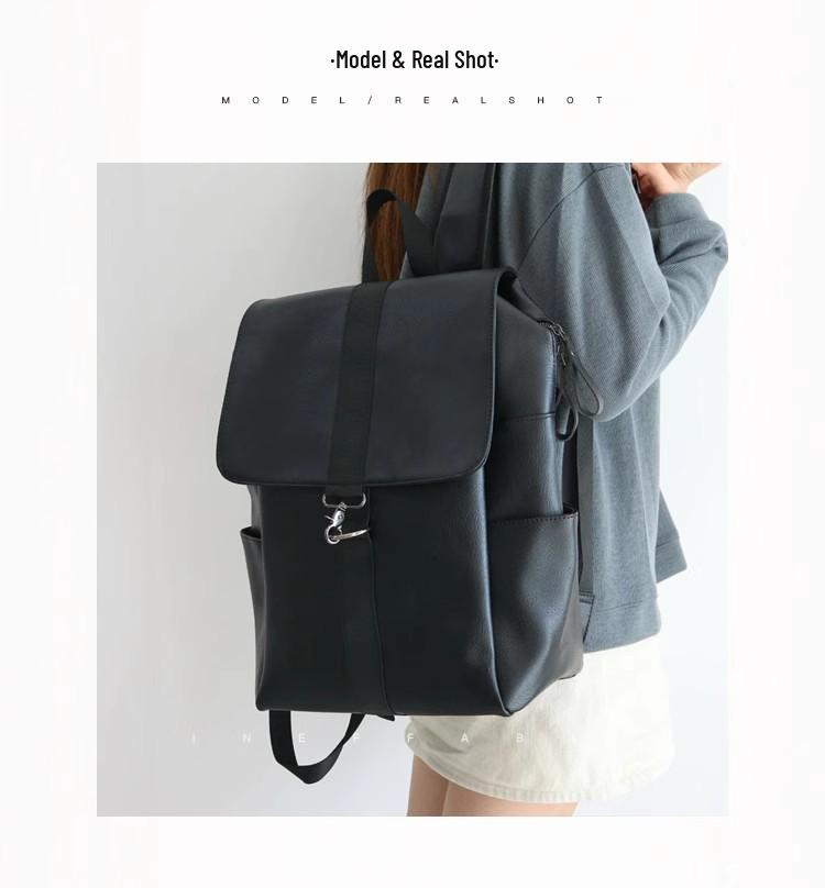 Trendy Women's Soft Leather Backpack: 2023 College and Travel, Korean & Japanese Style, 16-inch Laptop Capacity