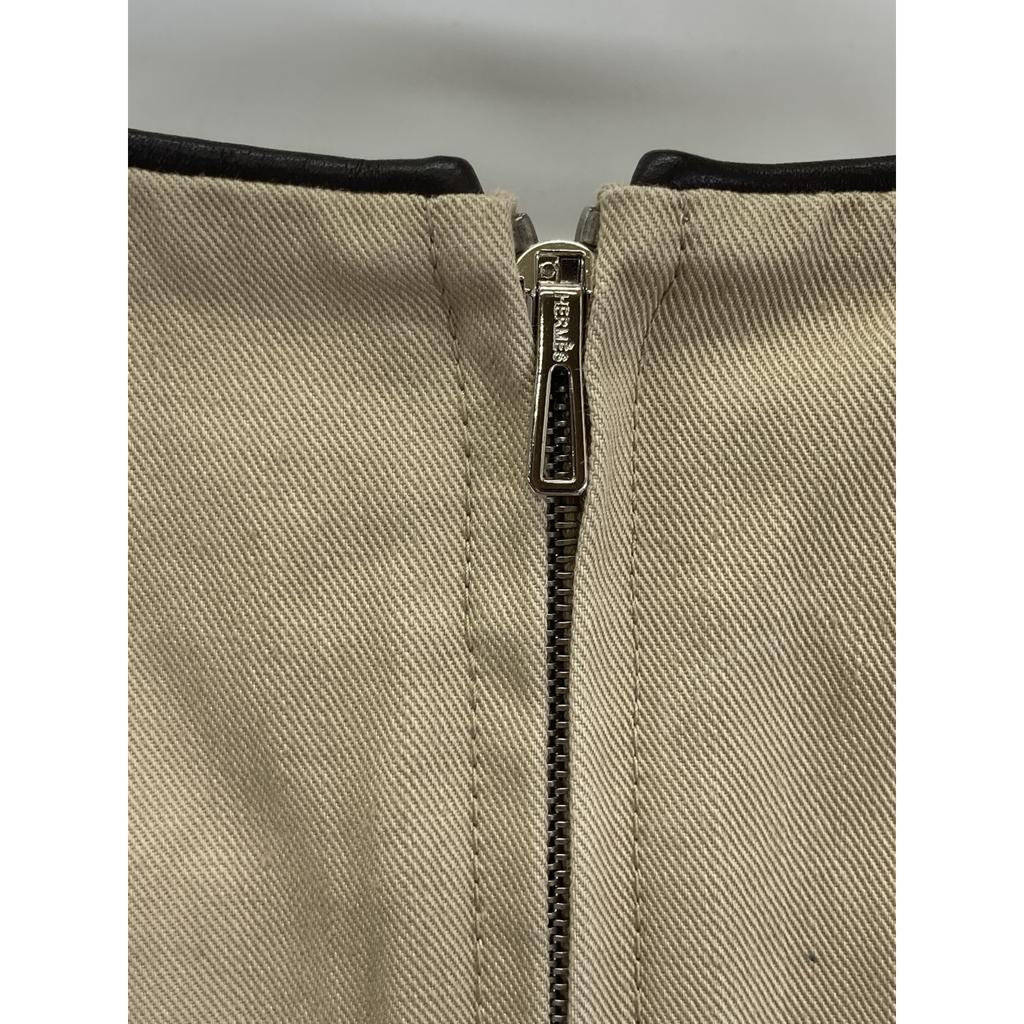 HERMES [/Domestic Regular] Leather/Cotton Switch Sleeveless Top with Belt dress 36 beigeUsed