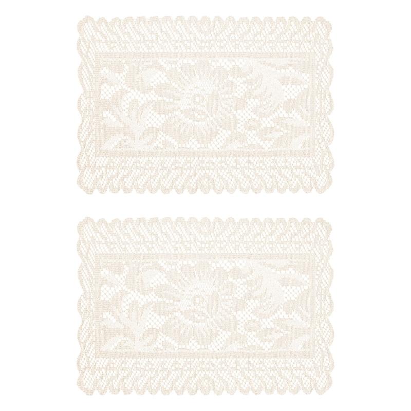 2Pcs Elegant Lace Tablecloths Square Florals Artwork Neutral Tone Sturdy Polyester Home Furnishing Textiles
