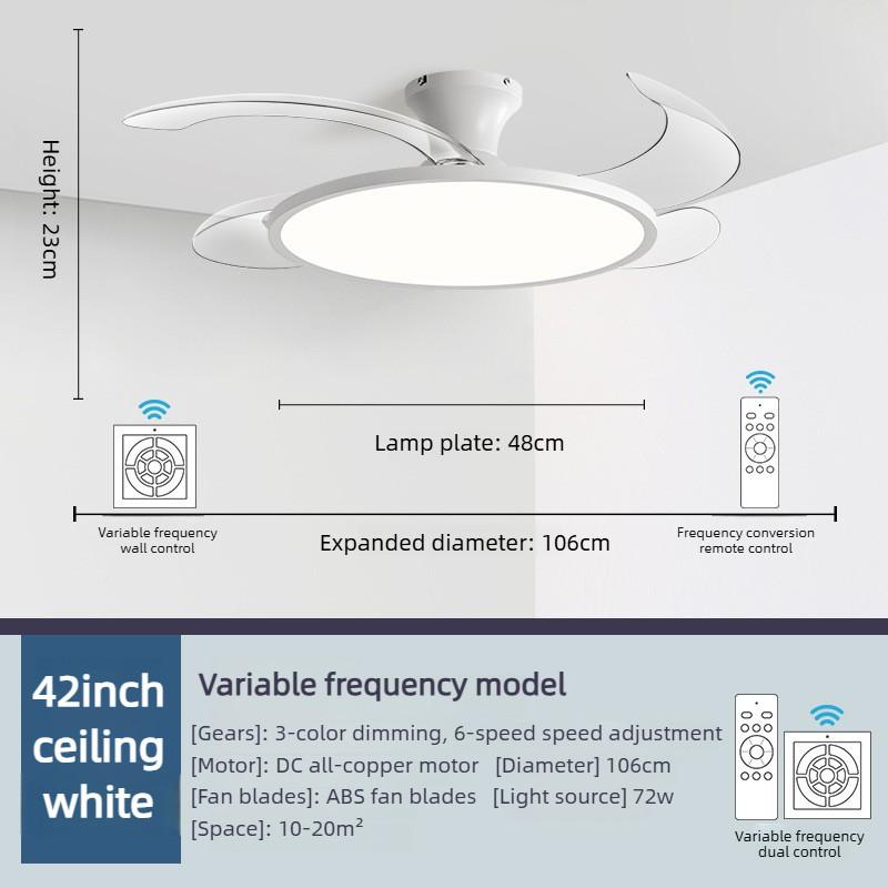 36 Inch/42 Inch Invisible Ceiling Fan Lamp Living Room Bedroom Integrated Electric Fan Light 3-color Dimming Lighting Fan