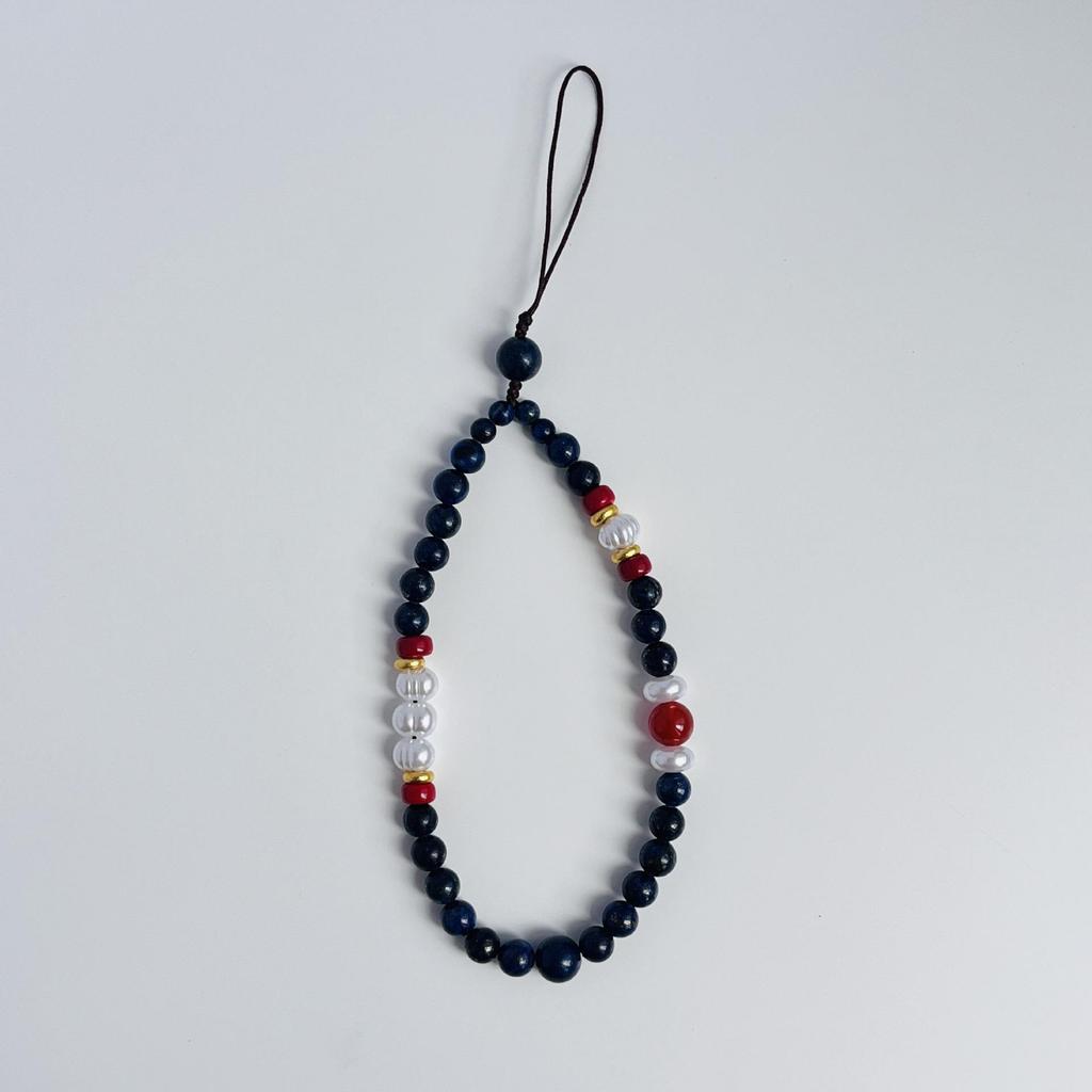 Vintage Chinese-Inspired Pearl & Butterfly Stone Phone Lanyard
