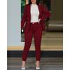 YYFS Women's Fashion Casual Spring Autumn Solid Color Print Long Sleeve POLO Neck Trousers Pants Suits