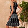 Women's V-Neck Waisted Floral Print Sleeveless Hem Spliced Dresses