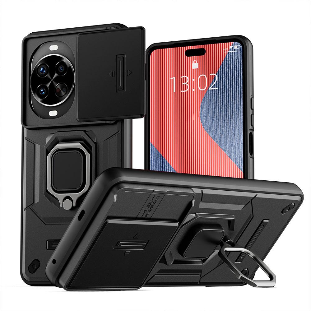 KEYSION Shockproof Case for Huawei nova 14 14 Pro Slide Camera Protection Metal Ring Stand Phone Back Cover for Huawei nova14Pro