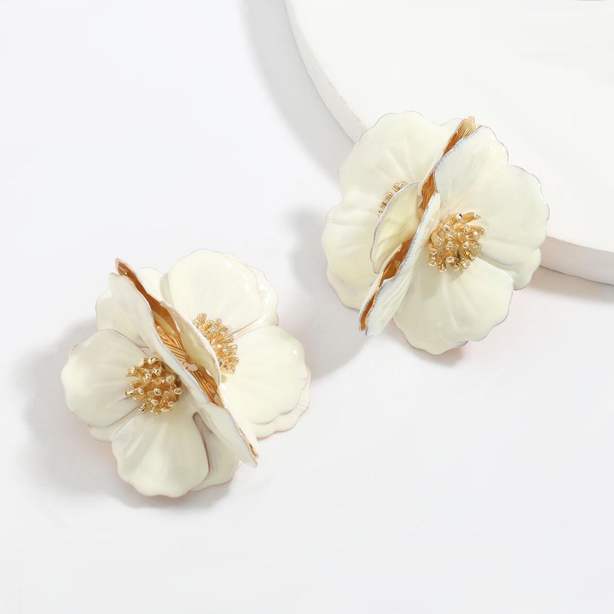 Преувеличенные креативные серьги с большими цветками Серьги феи белый