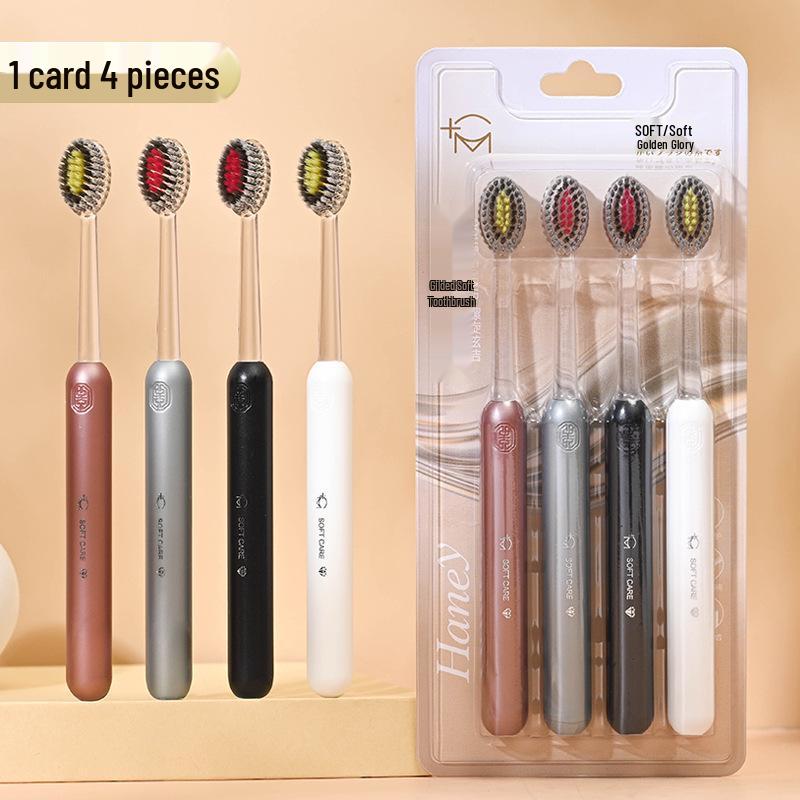 

Removable Wave Bristle Toothbrush: 4-Pack with Olive Head, Spiral Elastic Design, Soft Bristles for Cleaning & Massage