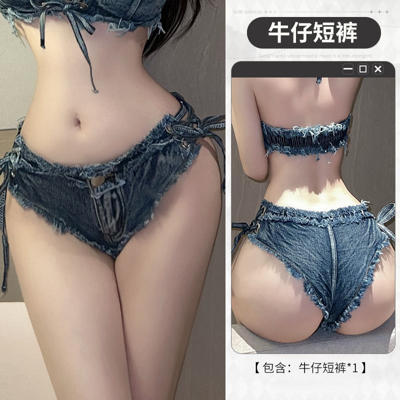 

Эротическое нижнее белье женские шорты с низкой талией открытые сексуальные рваные джинсовые шорты соблазнительное нижнее белье для ночного клуба L (120-67.5 kg)