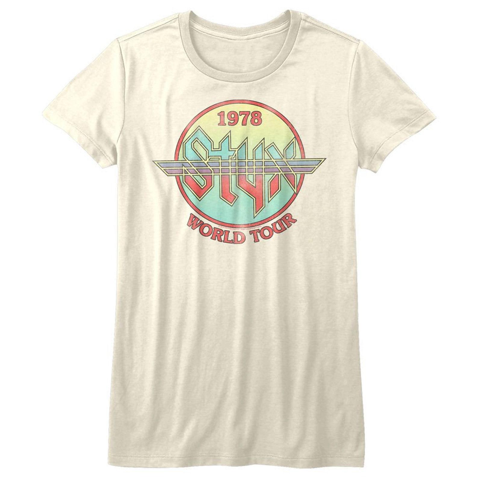 Styx Circle Tour Vintage White Junior Women s T-Shirt M