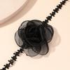 Black Flower Choker Necklace for Women,Red Vintage Camellia Necklace Velvet Suede Necklace Bridal Bridesmaid Collar Necklaces