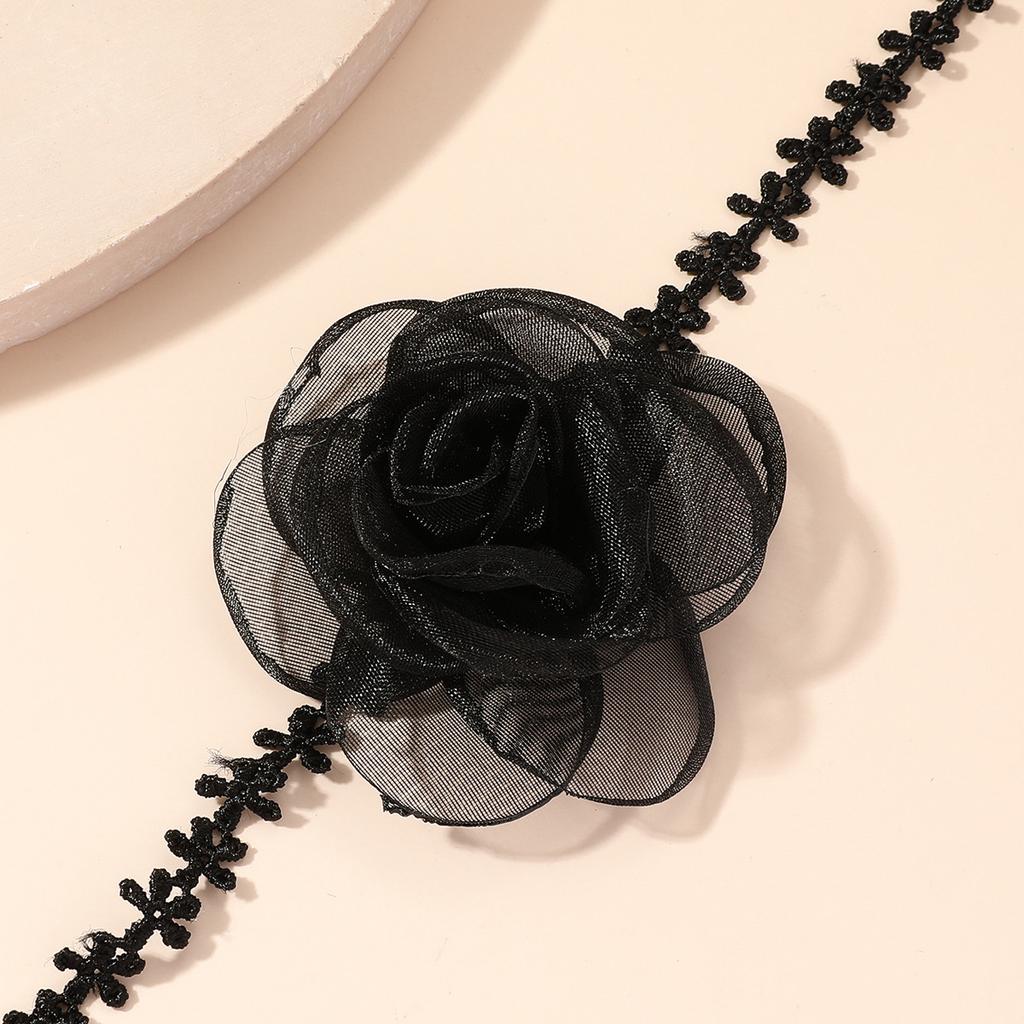 Black Flower Choker Necklace for Women,Red Vintage Camellia Necklace Velvet Suede Necklace Bridal Bridesmaid Collar Necklaces