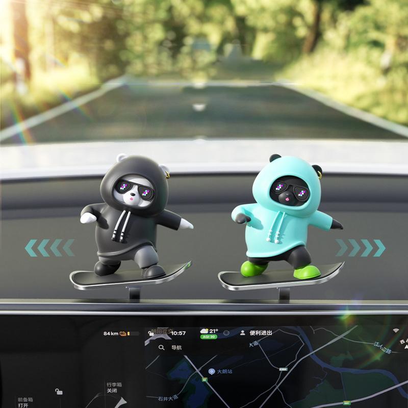 Cartoon Animal Car Interior Center Console Decoration Sliding Bear Dashboard Ornament Anime Auto Accessories 2024Creative Gifts