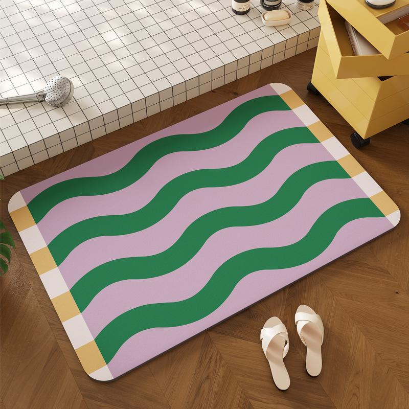 

Wind Diatom Mud Floor Mat Bathroom Water-Absorbing Non-Slip Floor Mat Toilet Toilet Door Dirt-Resistant Quick-Drying Floor Mat 40 * 60Cm (diatom mud)