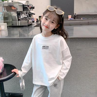 Camiseta de Algodón Holgada de Manga Larga Estilo Coreano para Niñas - Moda Otoñal