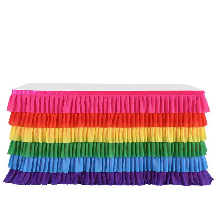Surround Deco  Mariage Chiffon Table Skirt Birthday Party Tutu Gauze Table Skirt Wedding Decoration Pleated Blocked Table