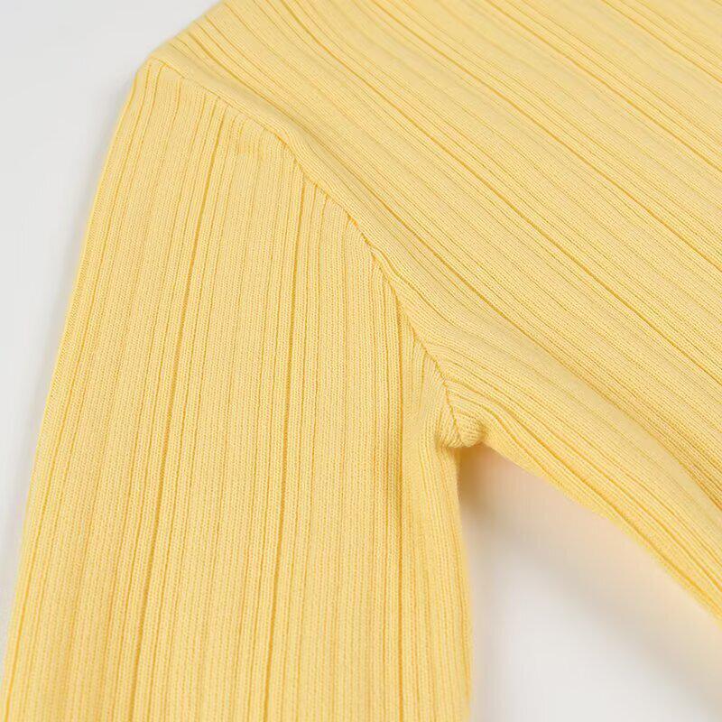 2025 Spring/Summer Slim-Fit Knitted Two-Piece Set with Elastic Waist Midi Skirt