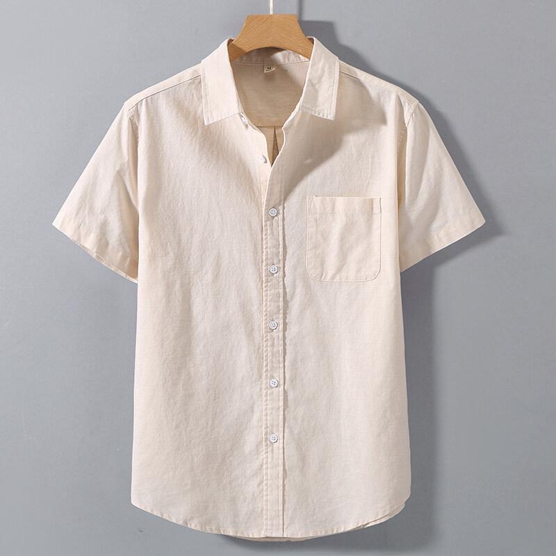 Men's Short Sleeve Linen Shirt - Retro Casual Summer Style