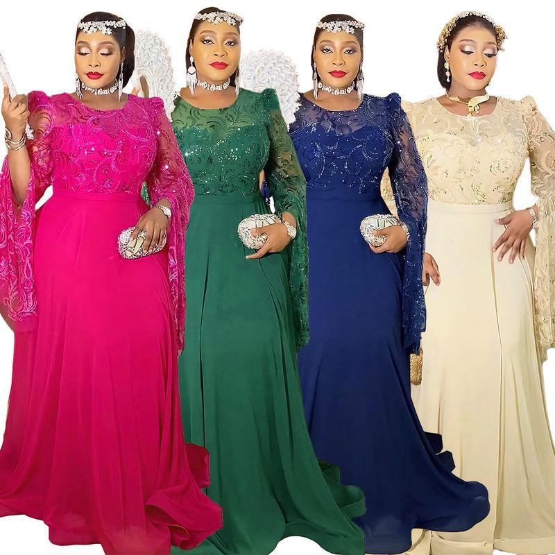 African Plus Size Women's Long-Sleeved Bridesmaid Dresses for Weddings, Birthdays, Parties, and Party Dresses