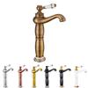 Antique Bathroom Basin Faucets Modern Gold Deck Mounted Bathroom Mixer Faucets Black Finish Kitchen Faucet Hot and Cold Tall