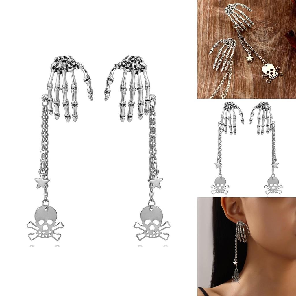Gothic Punk Skull Ear Jewelry With Alloy Material For Festival Wear