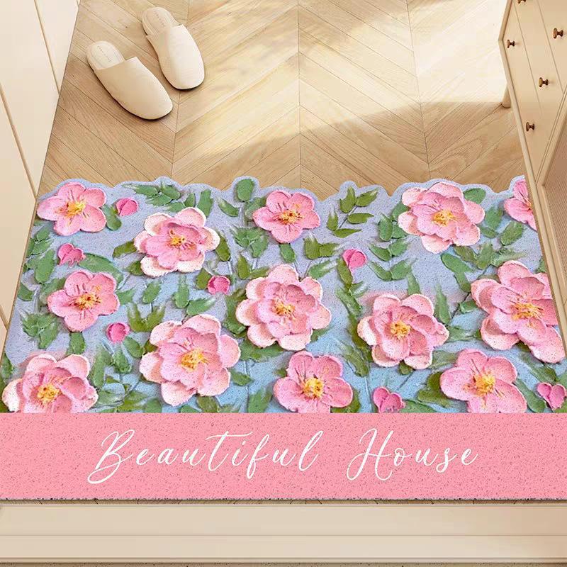 Коврик для входной двери Xiaoqing Fresh Air Flower, Домашний коврик для ног у входной двери, Стирающий грязь, Прочный, Нескользящий, Коврик с шелковым кольцом 40*60cm