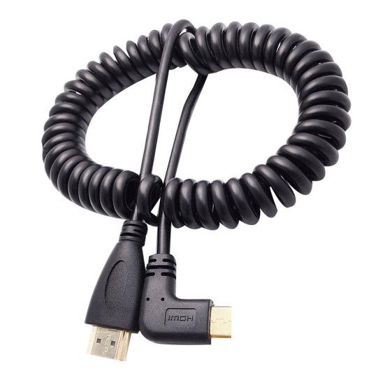 Mini HDMI-compatible To 90 Degree Right HDMI-compatible Male Angled Adapter Spring Cable