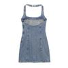 Women's Slingback Denim Mini Dress - Trendy Backless Design, Summer - Ready Fashion Halter Denim Skirt