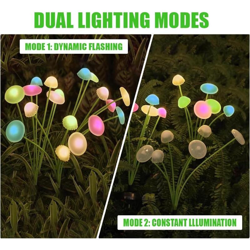6LED/8LED/10LED Solar Mushroom Lights Outdoor Waterproof Garden Decor, 4-Color Landscape Lighting for Patio Lawn, Starlight Bulbs Ideal Gift