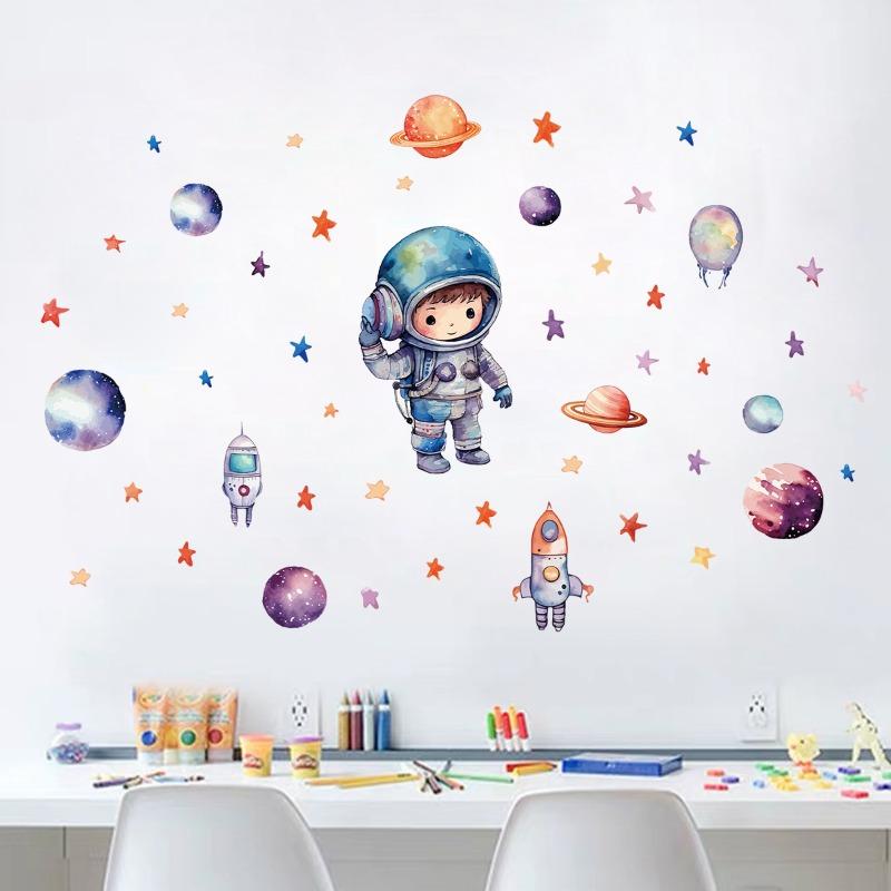 Luminous Cartoon Space Planet Cute Astronaut Self-adhesive Wall Sticker Living Room Children's Room Decoration Sticker
