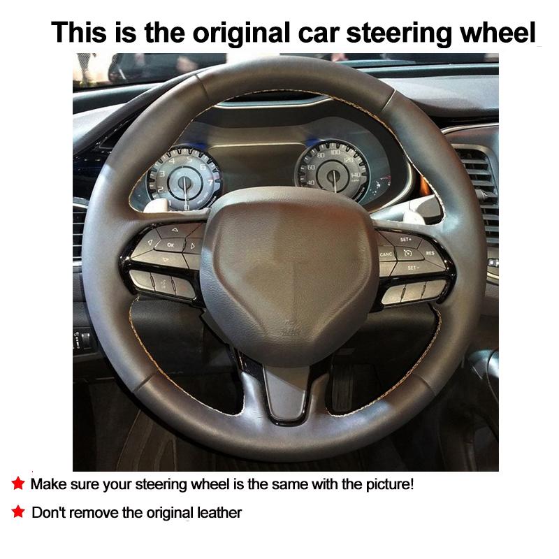 Car Auto Steering Wheel Cover Wrap For Chrysler 200 2015 2016 2017 Hand Sewing Stitching Braid On Steering-Wheel Protector